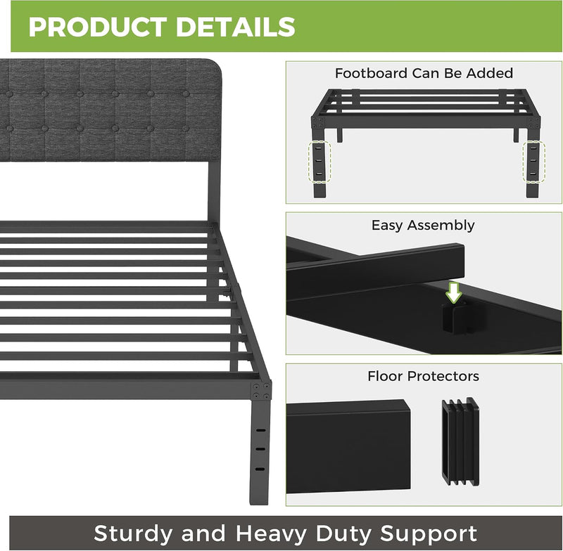 Bed Frame with Upholstered Headboard