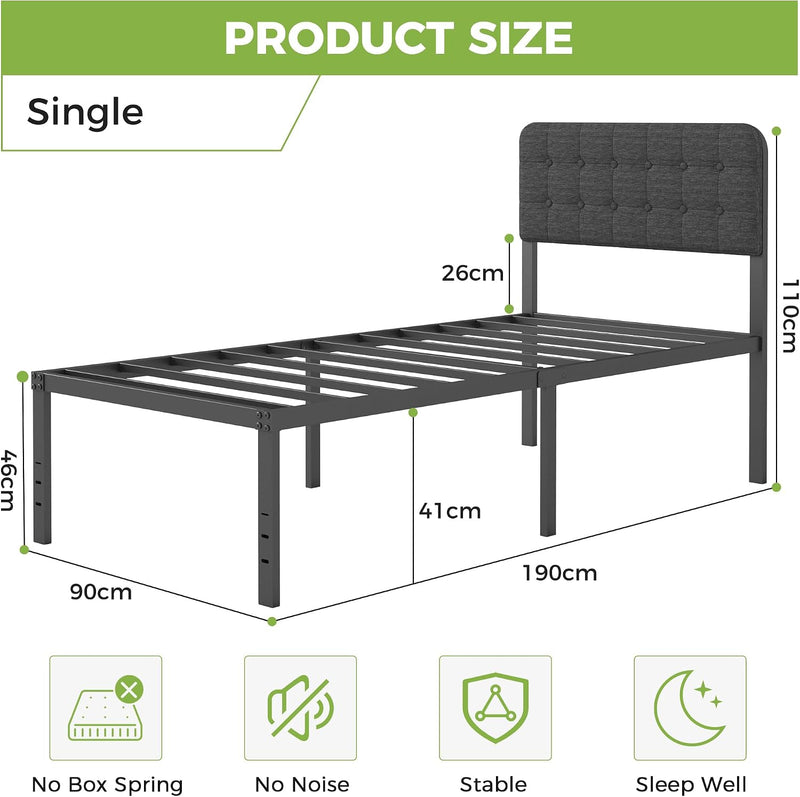 Bed Frame with Upholstered Headboard