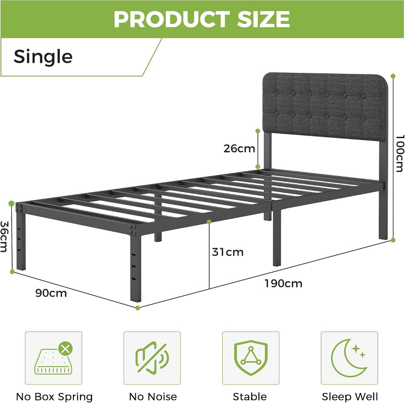 Bed Frame with Upholstered Headboard