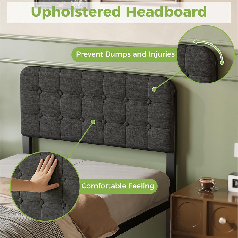 Bed Frame with Upholstered Headboard