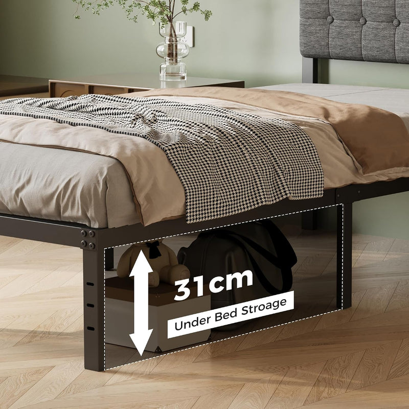 Bed Frame with Upholstered Headboard