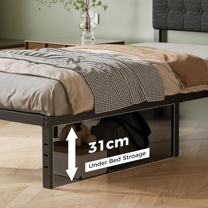 Bed Frame with Upholstered Headboard