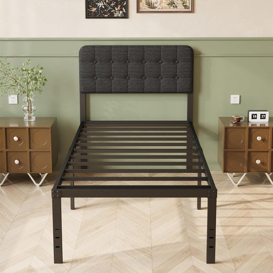 Bed Frame with Upholstered Headboard
