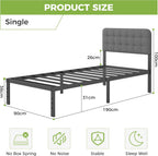 Bed Frame with Upholstered Headboard 36CM High