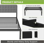 Bed Frame with Upholstered Headboard 36CM High