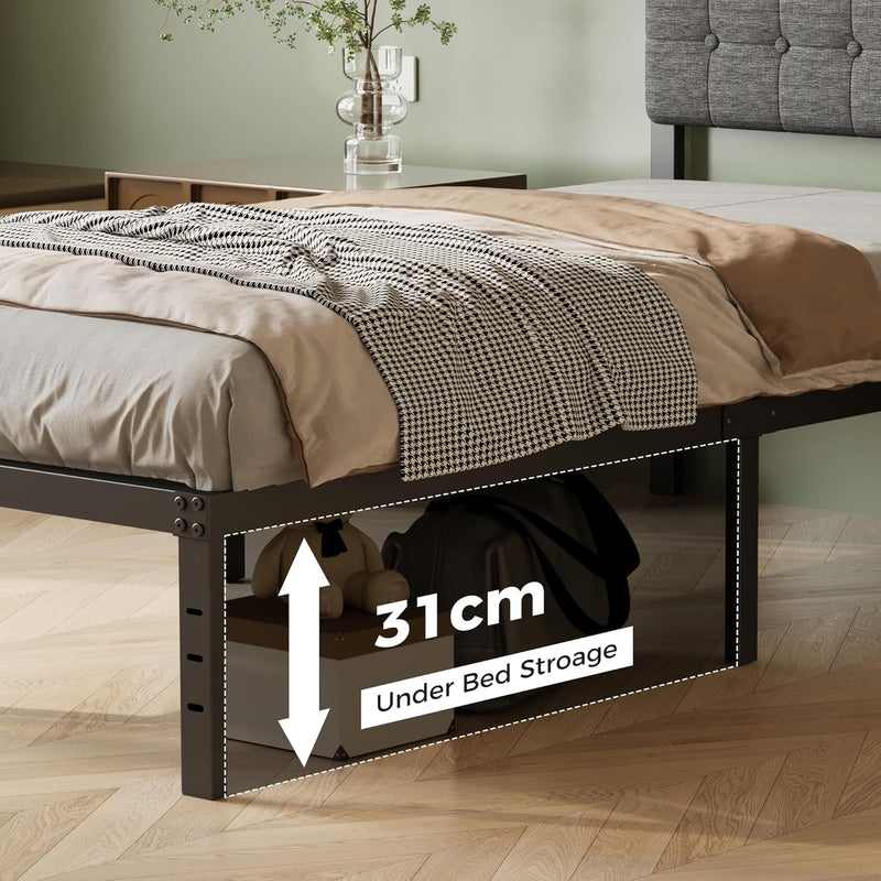 Bed Frame with Upholstered Headboard 36CM High