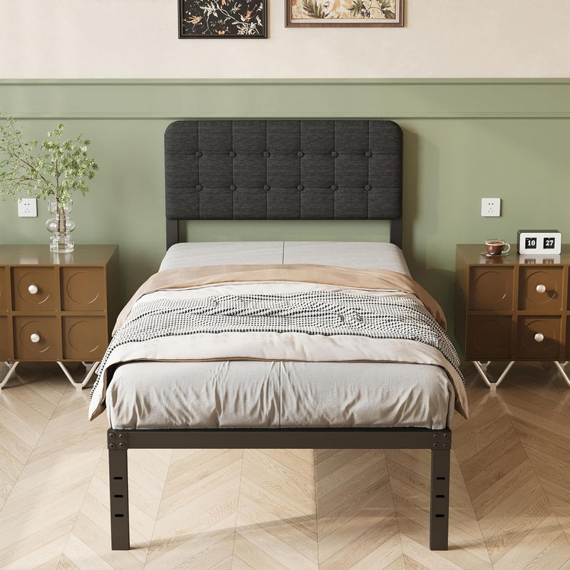 Bed Frame with Upholstered Headboard 36CM High