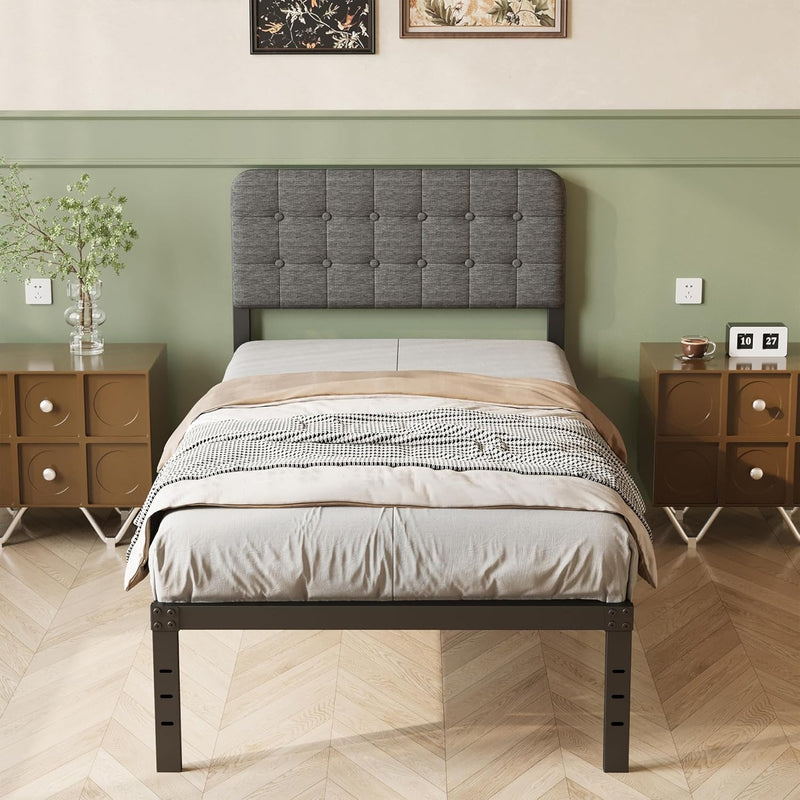 Bed Frame with Upholstered Headboard 36CM High