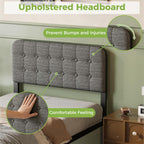 Bed Frame with Upholstered Headboard 36CM High