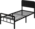 Bed Frame with Upholstered Headboard and Footboard 36