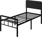 Bed Frame with Upholstered Headboard and Footboard 36