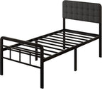 Bed Frame with Upholstered Headboard and Footboard 36