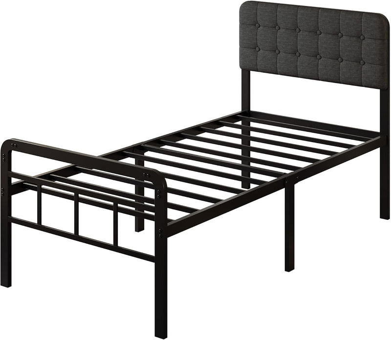 Bed Frame with Upholstered Headboard and Footboard 36