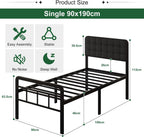 Bed Frame with Upholstered Headboard and Footboard 36