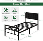 Bed Frame with Upholstered Headboard and Footboard 36
