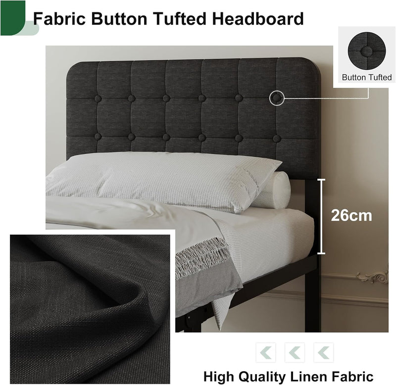 Bed Frame with Upholstered Headboard and Footboard 36