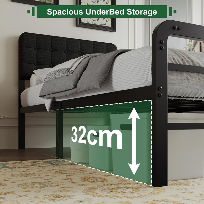 Bed Frame with Upholstered Headboard and Footboard 36