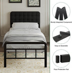 Bed Frame with Upholstered Headboard and Footboard 36