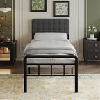 Bed Frame with Upholstered Headboard and Footboard 36