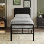 Bed Frame with Upholstered Headboard and Footboard 36