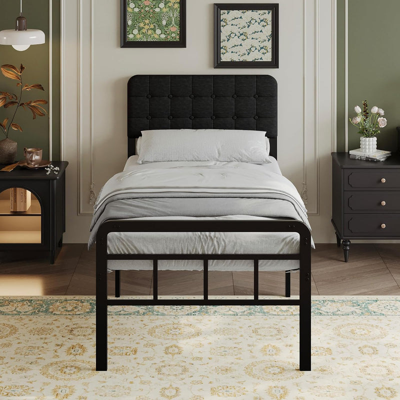Bed Frame with Upholstered Headboard and Footboard 36