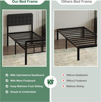 Bed Frame with Upholstered Headboard and Footboard 36