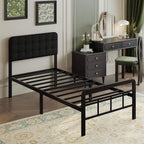 Bed Frame with Upholstered Headboard and Footboard 36
