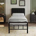 Bed Frame with Upholstered Headboard and Footboard 36