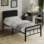 Bed Frame with Upholstered Headboard and Footboard 36