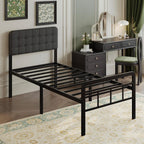 Bed Frame with Upholstered Headboard and Footboard 36