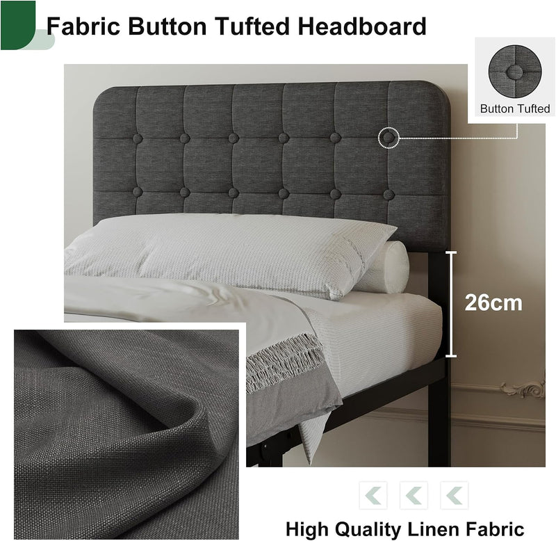 Bed Frame with Upholstered Headboard and Footboard 36