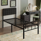Bed Frame with Upholstered Headboard and Footboard 36