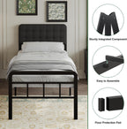 Bed Frame with Upholstered Headboard and Footboard 36