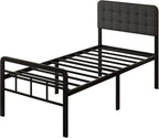 Bed Frame with Upholstered Headboard and Footboard