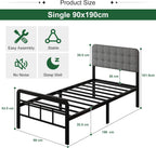 Bed Frame with Upholstered Headboard and Footboard 36CM