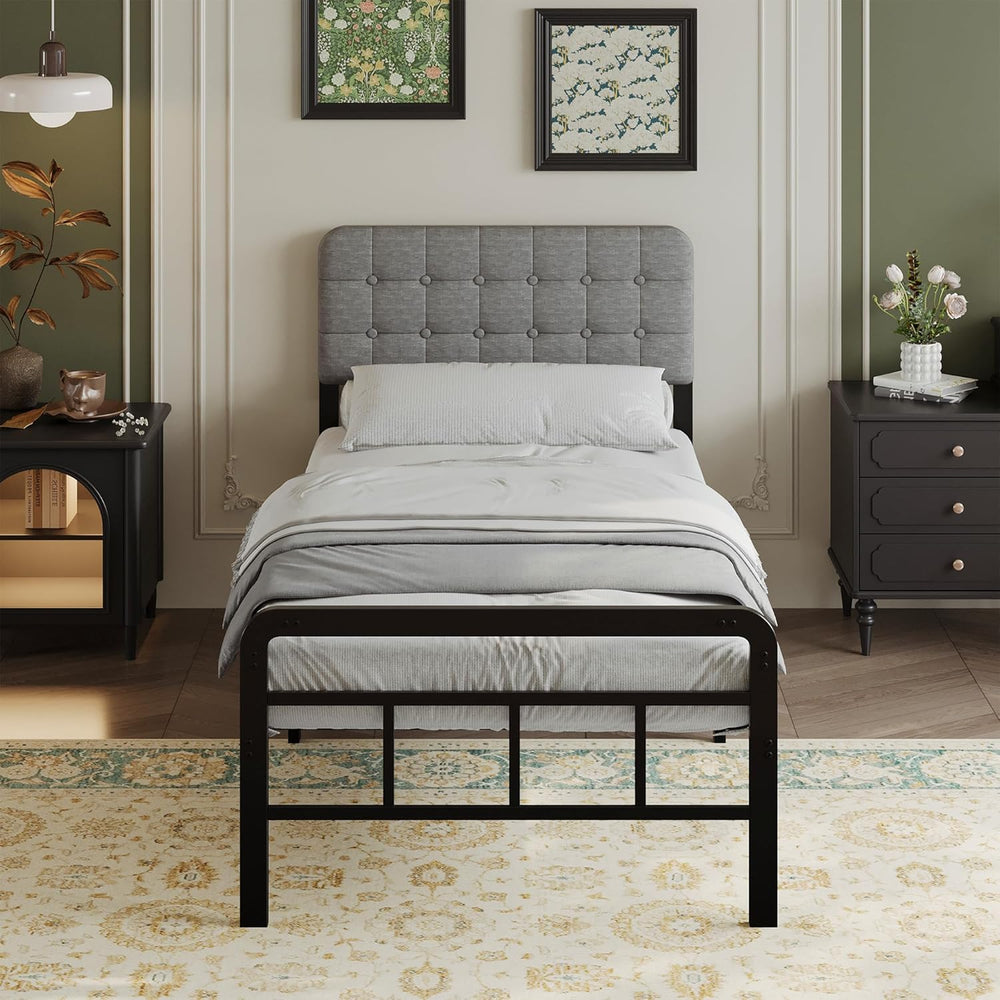 Bed Frame with Upholstered Headboard and Footboard 36CM