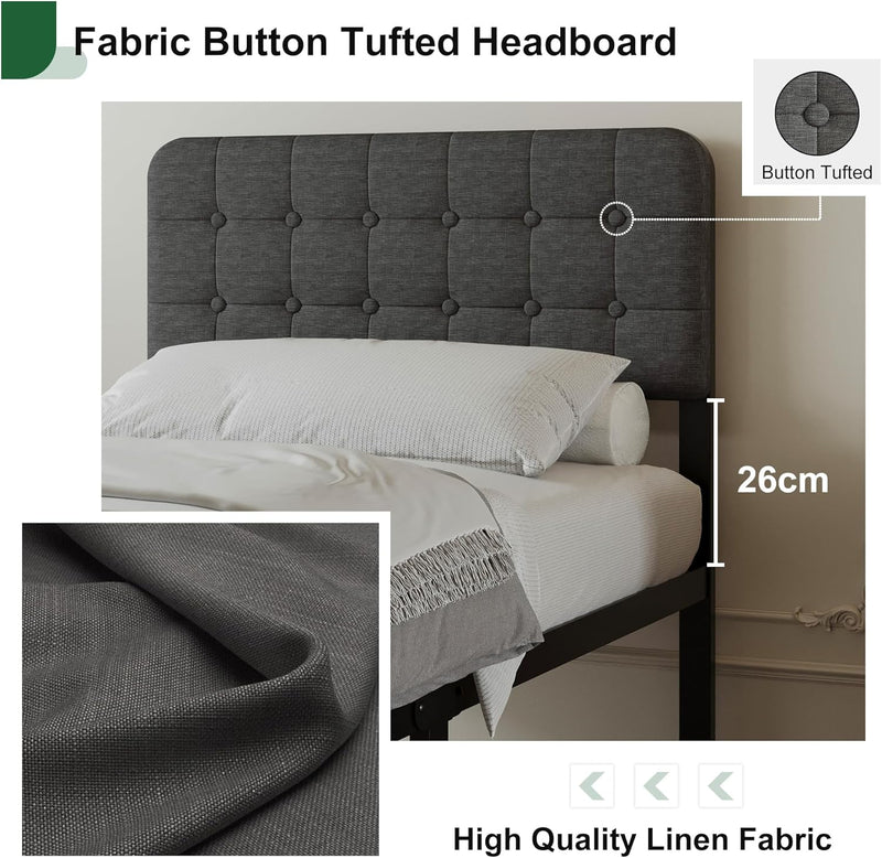 Bed Frame with Upholstered Headboard and Footboard