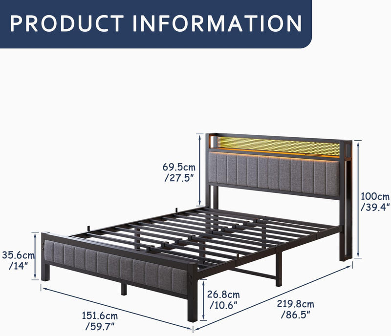 Bed Frame with Upholstered Headboard