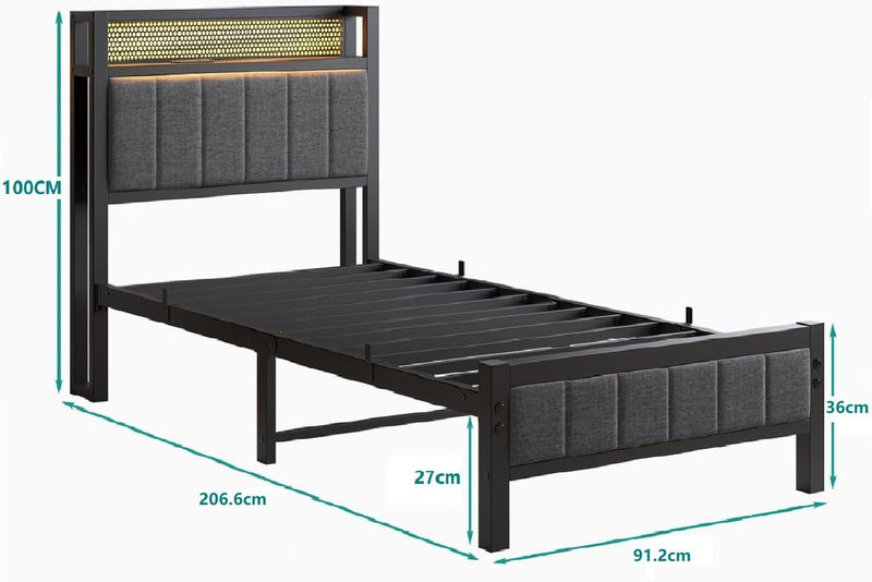 Bed Frame with Upholstered Headboard