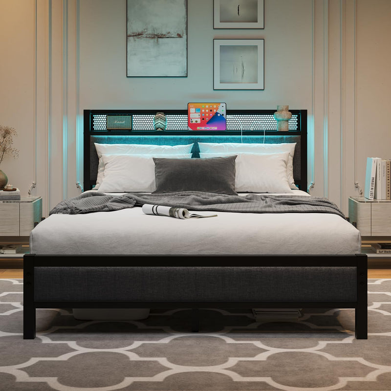 Bed Frame with Upholstered Headboard