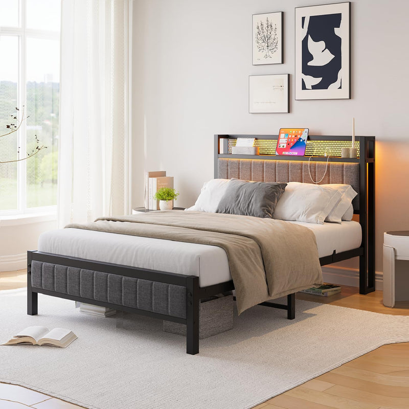 Bed Frame with Upholstered Headboard