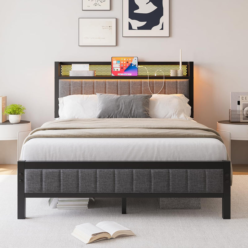 Bed Frame with Upholstered Headboard