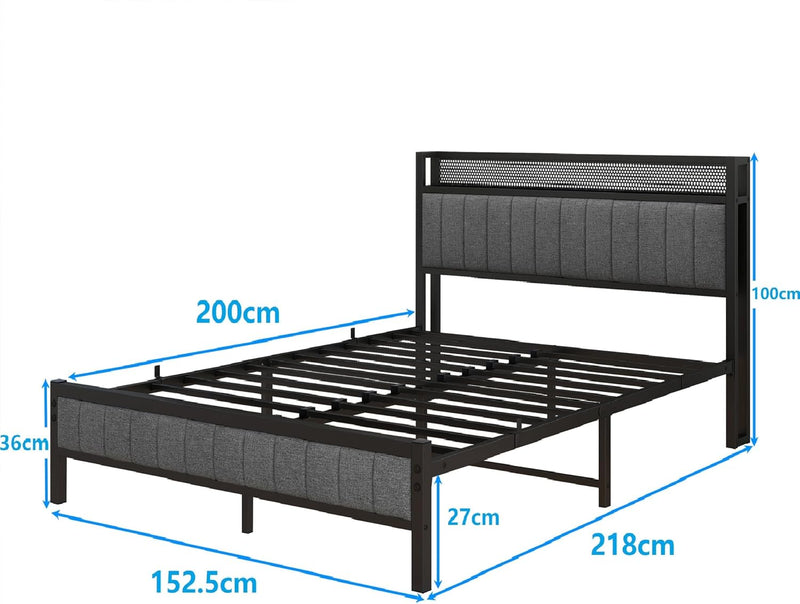 Bed Frame with Upholstered Headboard