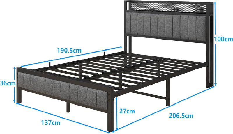 Bed Frame with Upholstered Headboard
