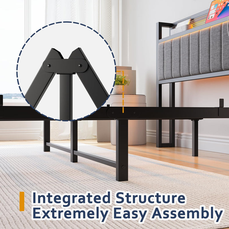 Bed Frame with Upholstered Headboard