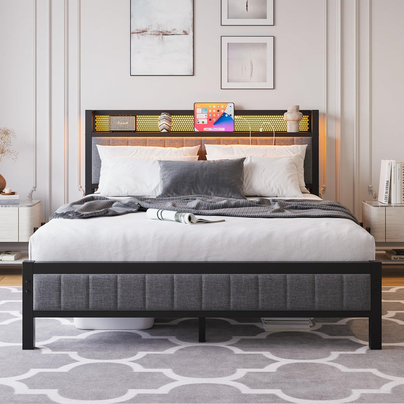 Bed Frame with Upholstered Headboard