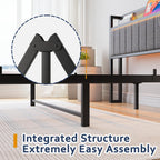Bed Frame with Upholstered Headboard Wooden Storage Shelf