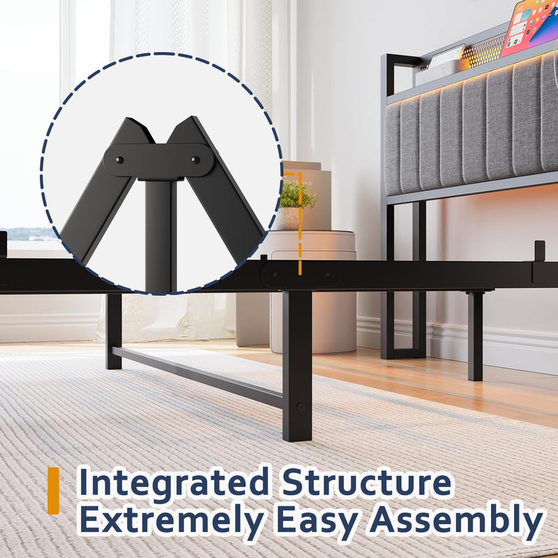 Bed Frame with Upholstered Headboard