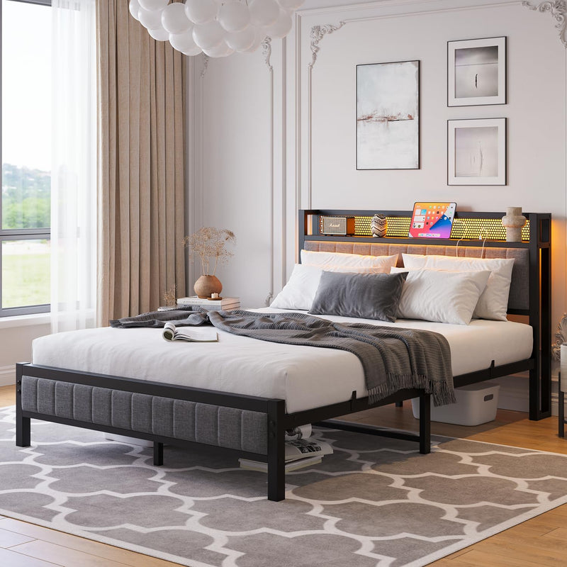Bed Frame with Upholstered Headboard
