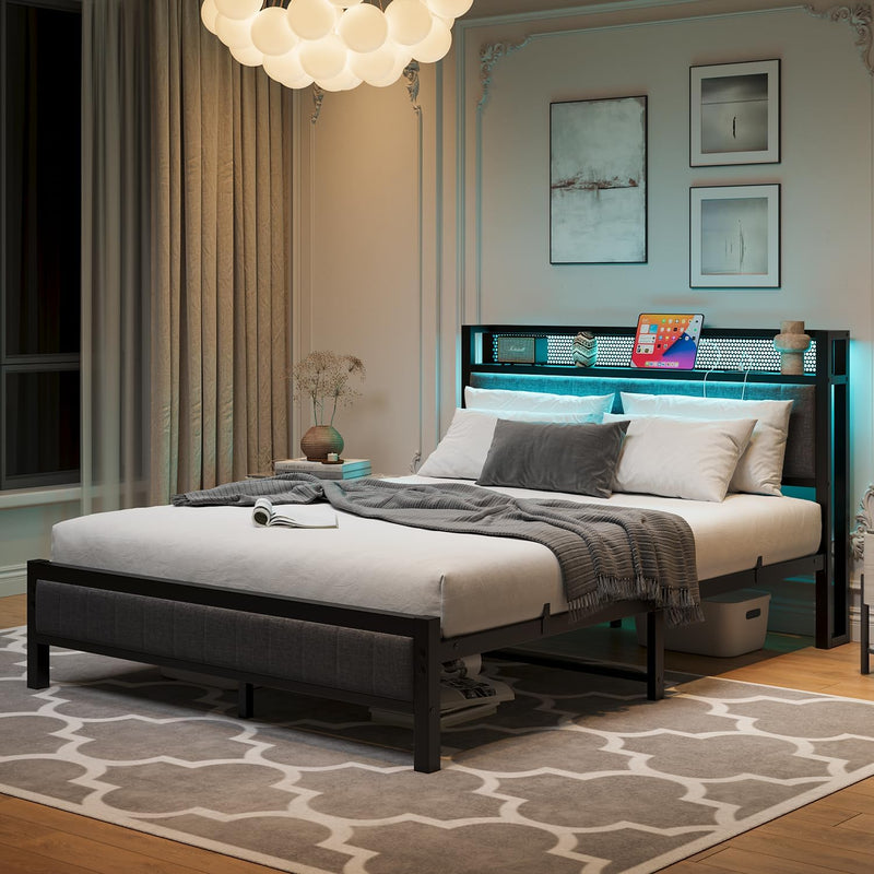 Bed Frame with Upholstered Headboard
